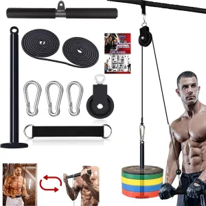 Taeku LAT Pulley System for Home Gym – Strength Training Fitness Equipment Cable Machine for Triceps, Biceps, Back & Shoulder Workouts