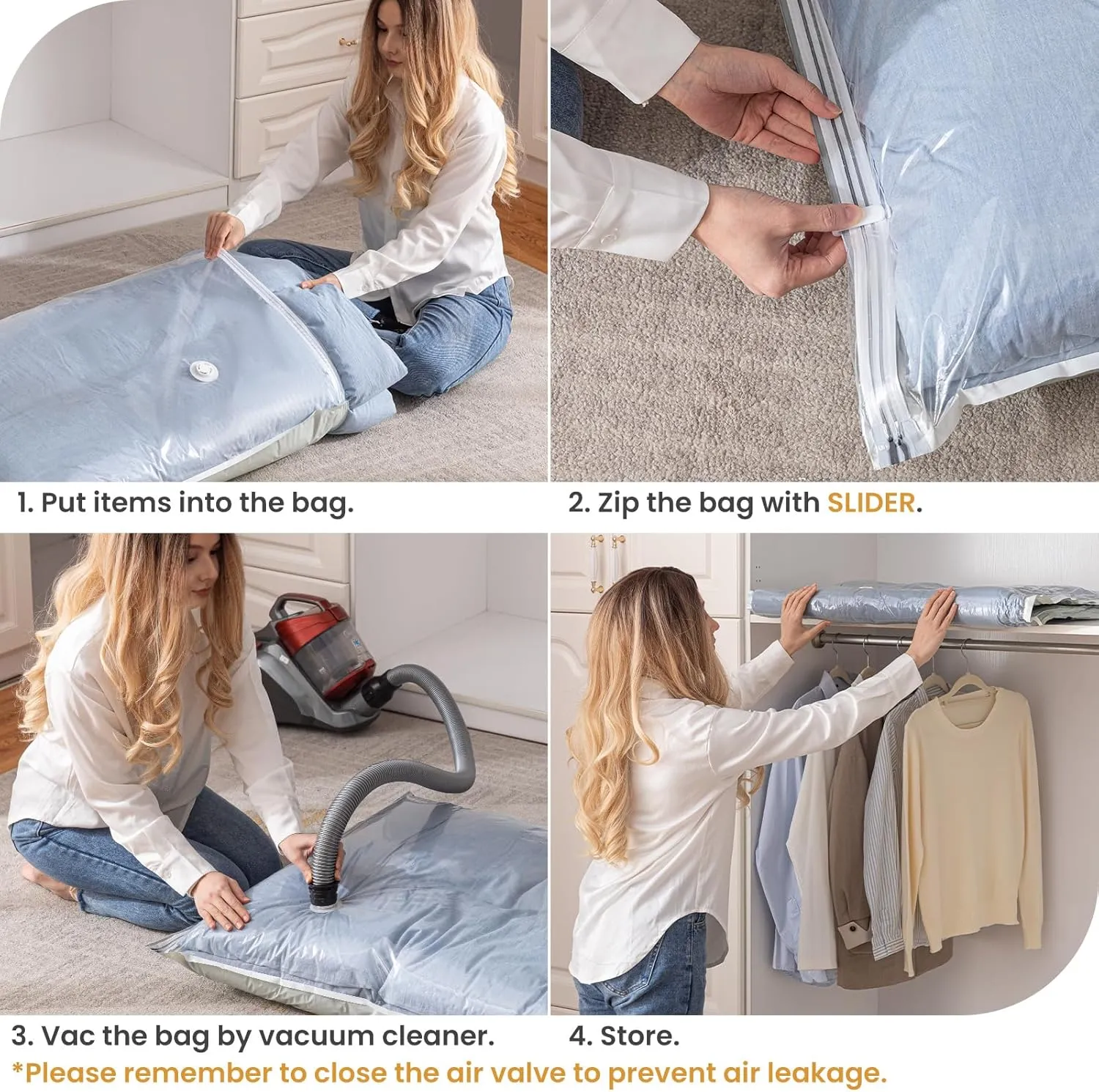 TAILI 12 Pack Vacuum Storage Bags, Space Saver Combo(4 Jumbo, 4 Large, 4 Medium), Vacuum Seal Bags for Clothes Beddings Comforters Quilts Pillows Plush Toys, Variety Sizes Space Saving