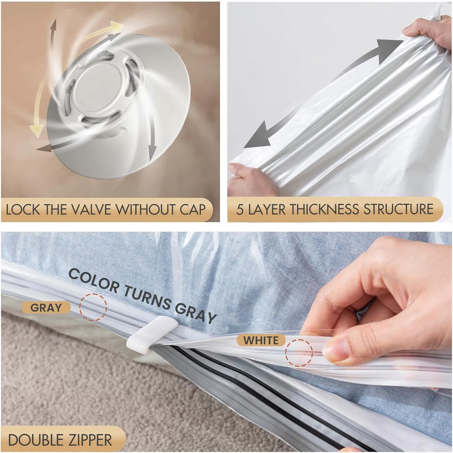 TAILI 12 Pack Vacuum Storage Bags, Space Saver Combo(4 Jumbo, 4 Large, 4 Medium), Vacuum Seal Bags for Clothes Beddings Comforters Quilts Pillows Plush Toys, Variety Sizes Space Saving