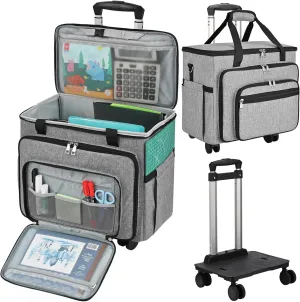 Teacher Bag with Detachable Dolly Multifunctional Rolling Tote Bag Briefcase Wheeled Bag for Work,Teaching,Office,Craft
