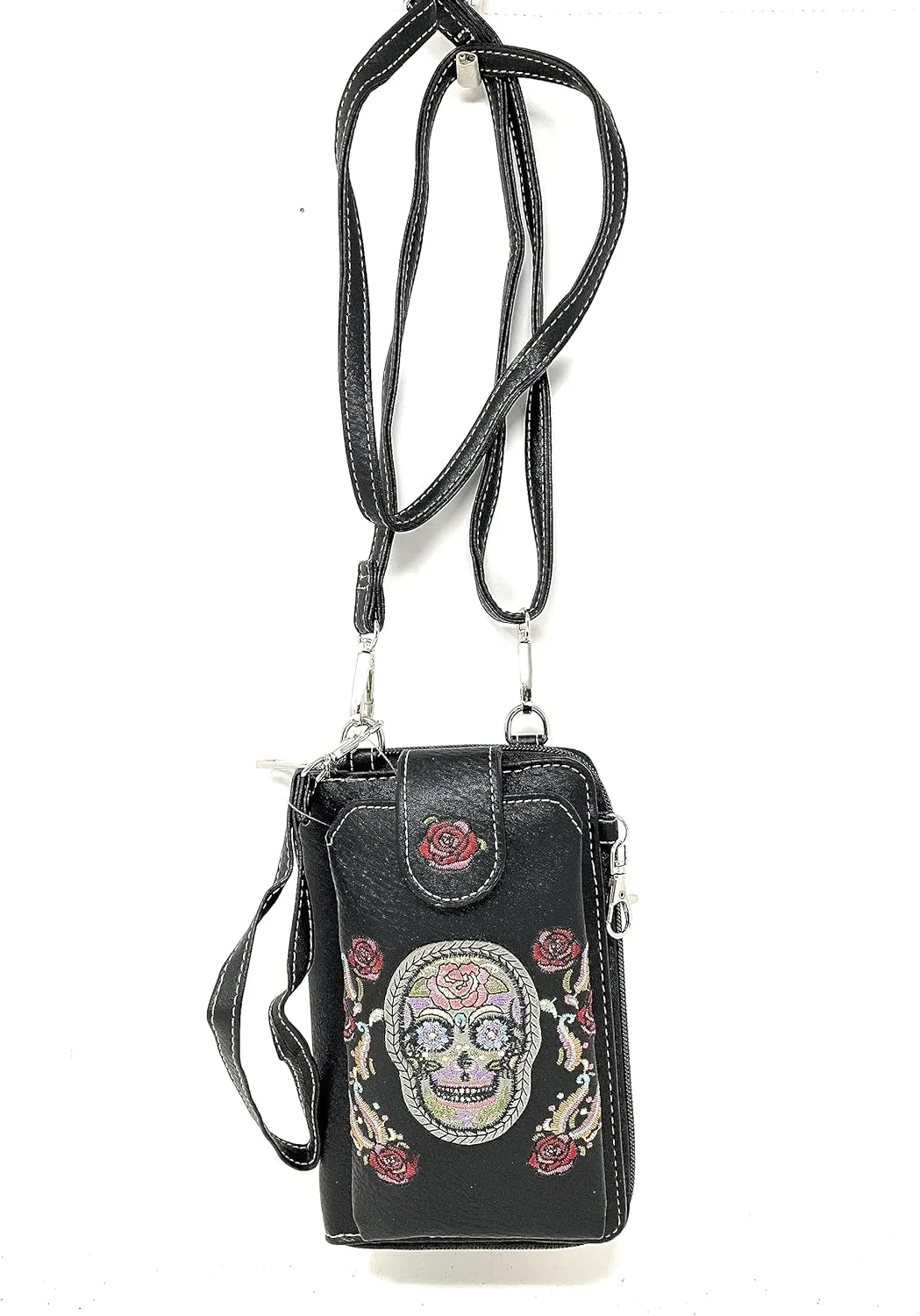 Texas West Western Style Small Embroidery Tassel Crossbody Cell Phone Purses Handbags with Coin Pocket in 3 colors