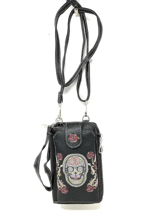 Texas West Western Style Small Embroidery Tassel Crossbody Cell Phone Purses Handbags with Coin Pocket in 3 colors