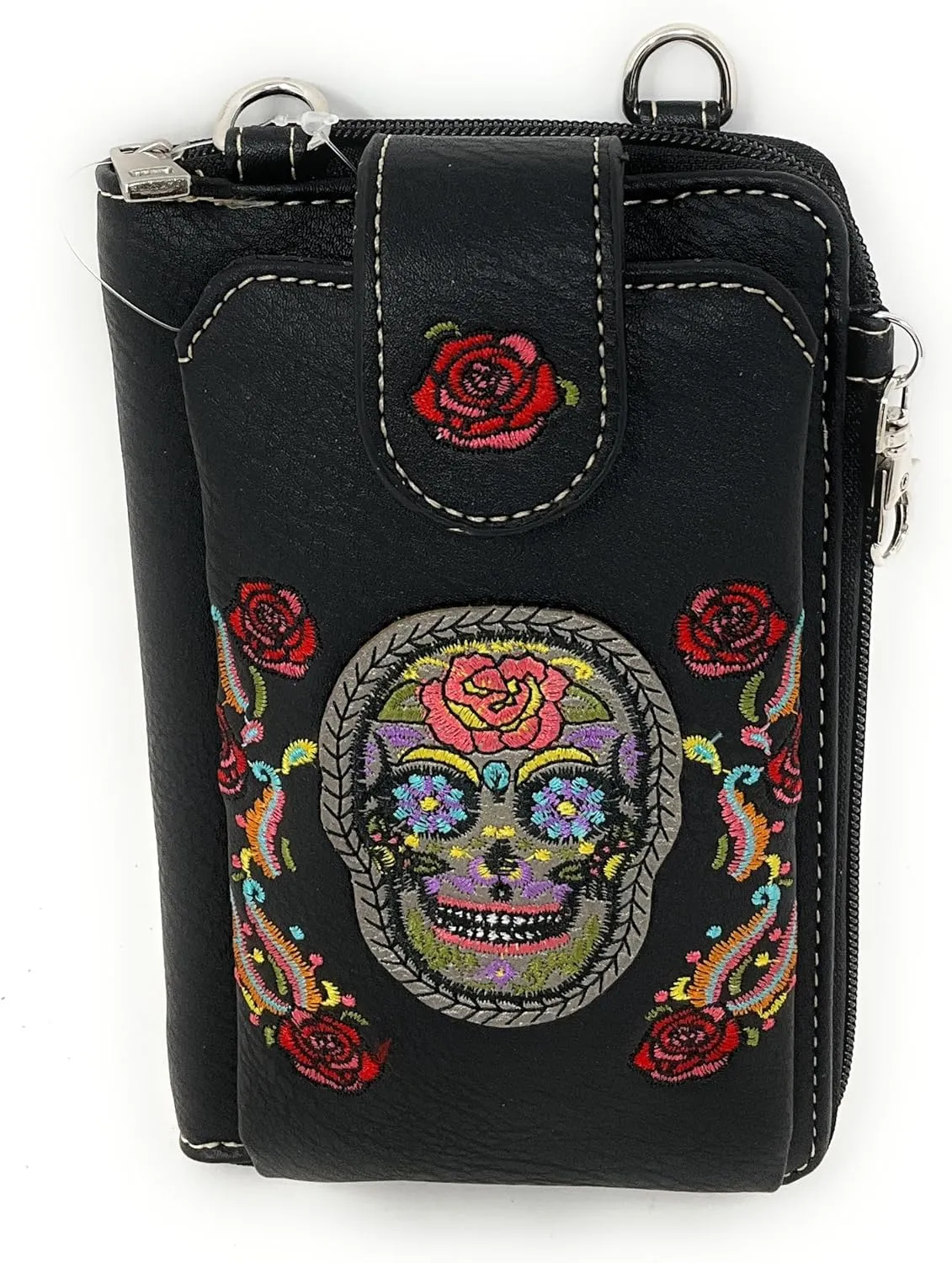 Texas West Western Style Small Embroidery Tassel Crossbody Cell Phone Purses Handbags with Coin Pocket in 3 colors