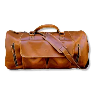 The Denali Vintage Antique Saddle Brown Leather Weekender Duffel Bag