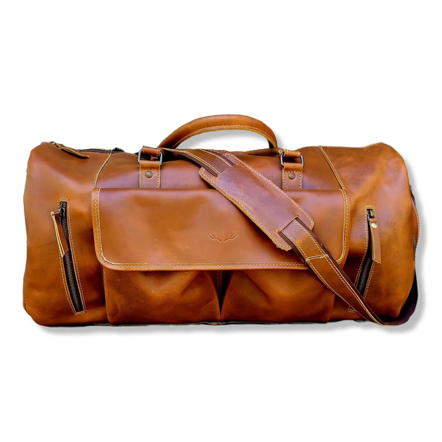 The Denali Vintage Antique Saddle Brown Leather Weekender Duffel Bag