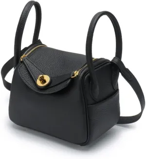 The First Layer Cowhide Pebbled Doctor's Shoulder Pillow Bag - Women's Medium Black Hobo Bag