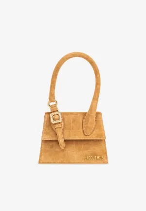 The Medium Chiquito Croc-Embossed Suede Top Handle Bag