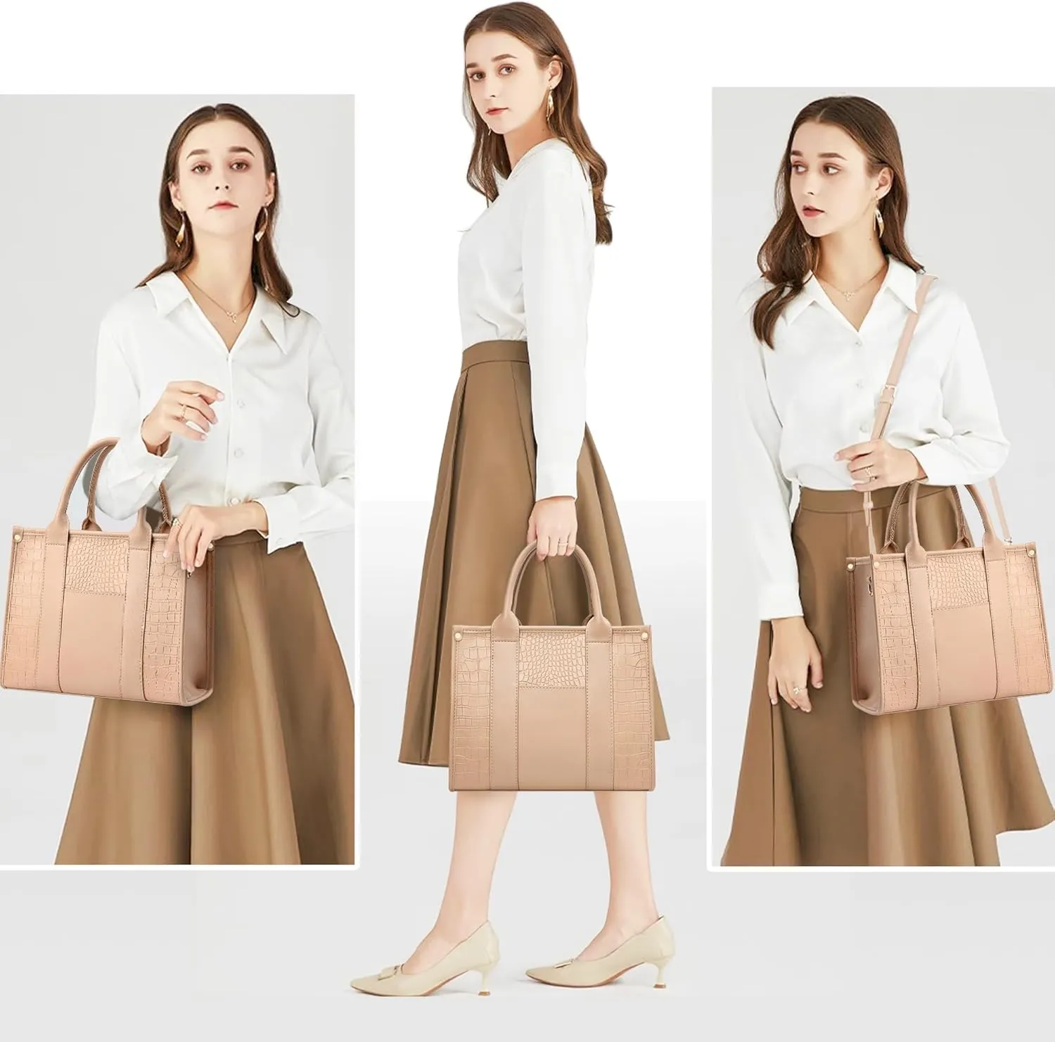 The Tote Bag Crossbody Purses for Women Shoulder Bag Handbags PU Leather Top Handle Bags with zipper