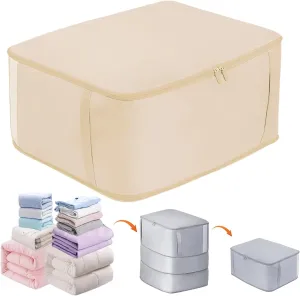 TIGARI Ultra Space Saving Self Compression Organizer, Storage Bag for Comforters, Blankets, Bedding and Clothes, Compression Packing Cubes Moving Bags, Storage and Organization for Travel