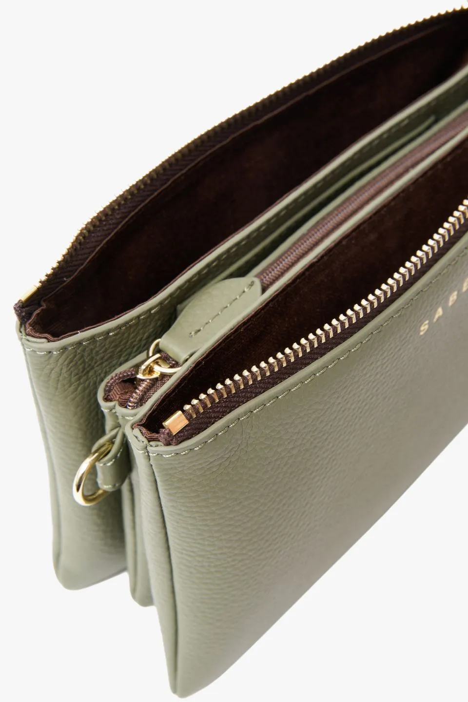 Tilly Multi Pocket Cactus Leather Crossbody Clutch