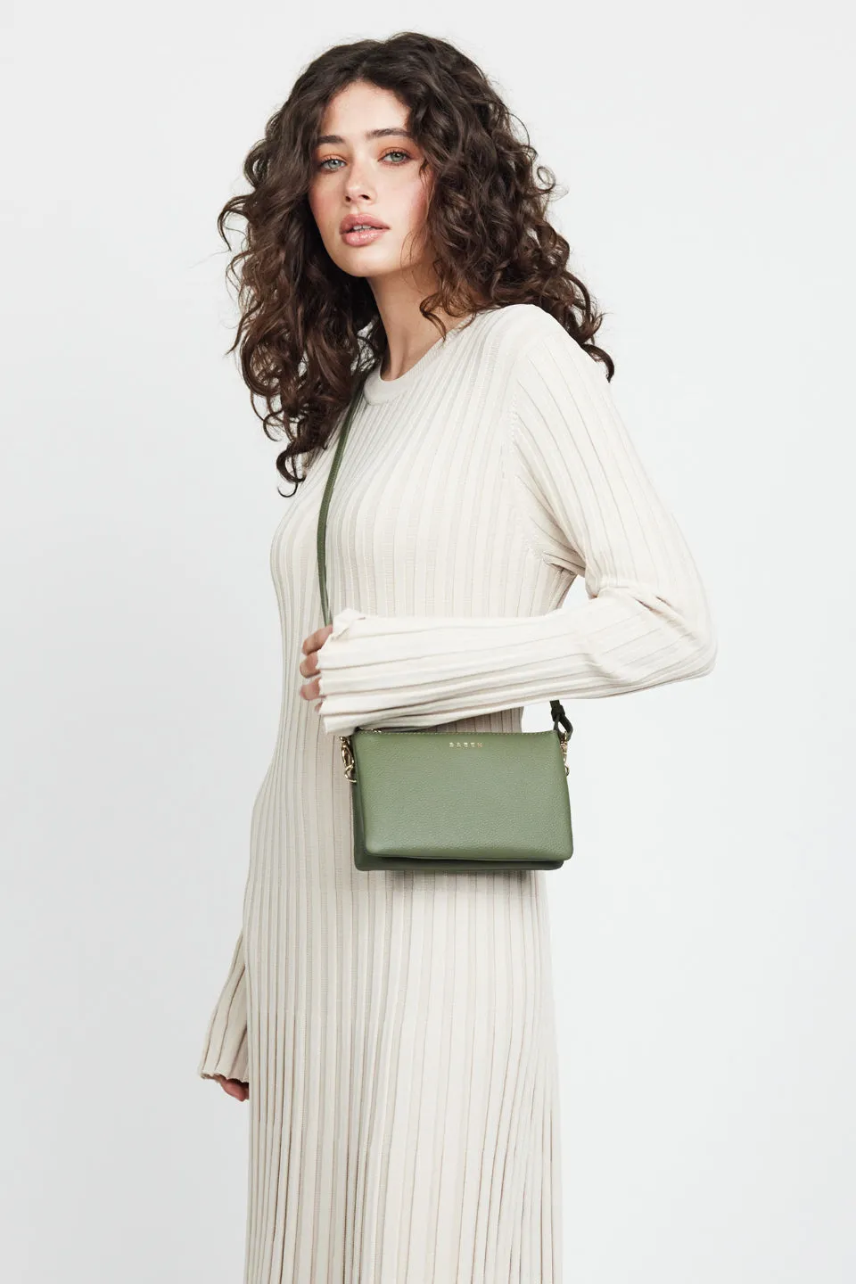 Tilly Multi Pocket Cactus Leather Crossbody Clutch