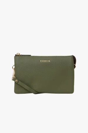 Tilly Multi Pocket Cactus Leather Crossbody Clutch