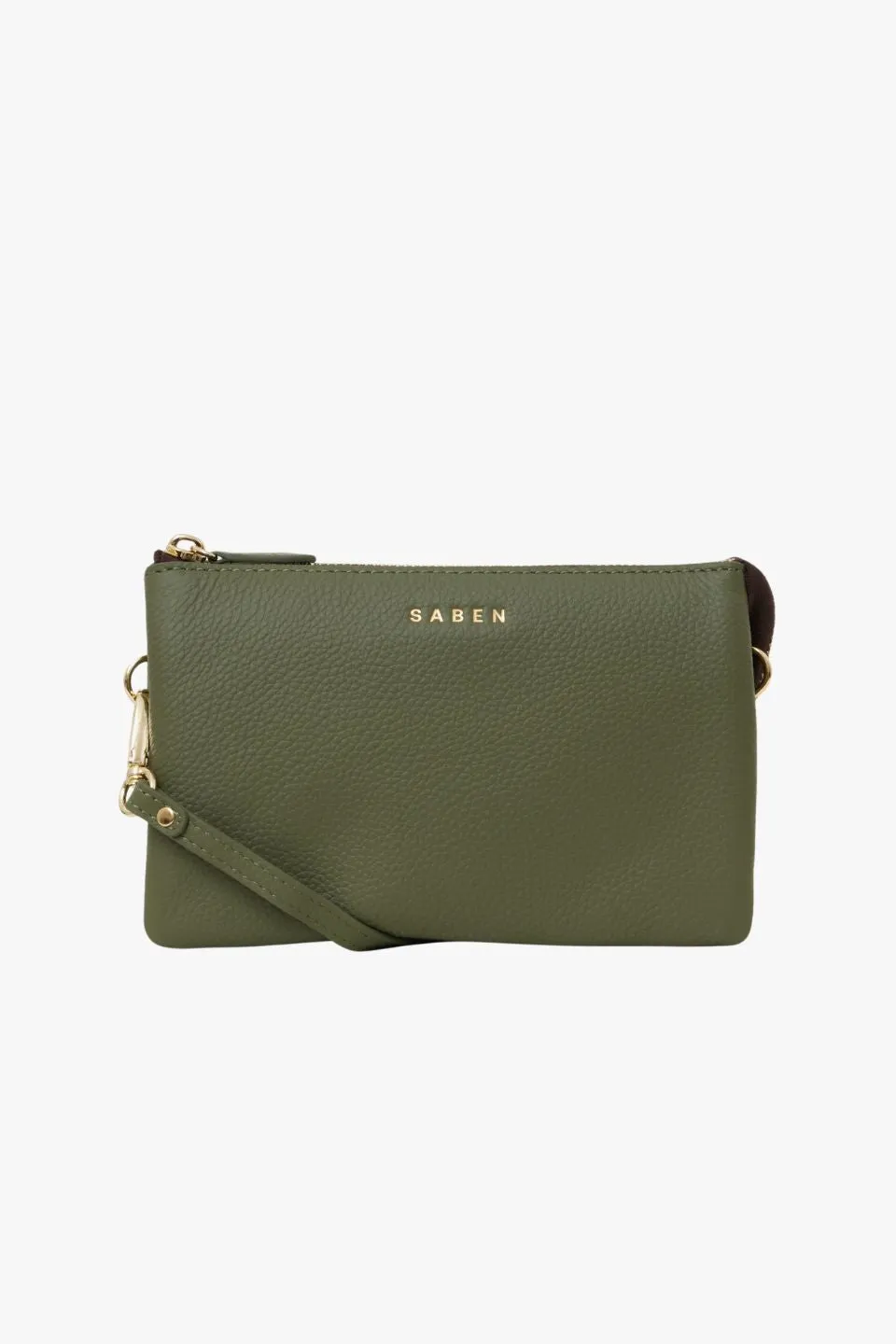 Tilly Multi Pocket Cactus Leather Crossbody Clutch