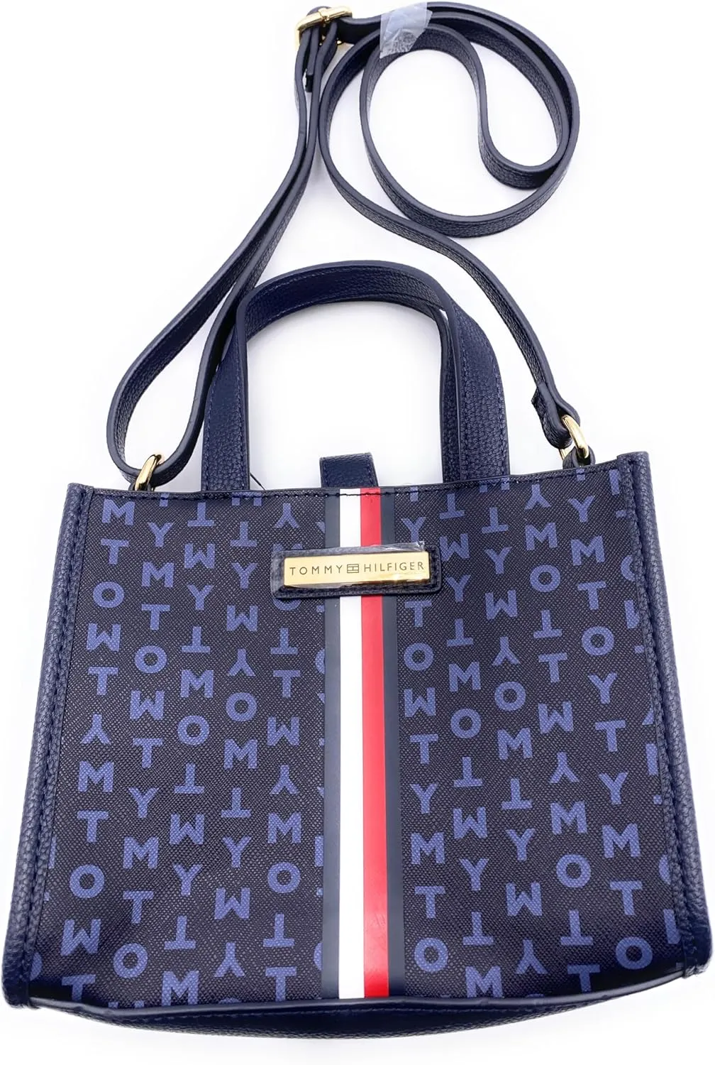 Tommy Hilfiger Women's bag, blue-grey, small bag, shoulder bag, shoulder bag, 17 x 15 x 7 cm, TH logo metal, women's handbag3216, blue / grey, Einheitsgre