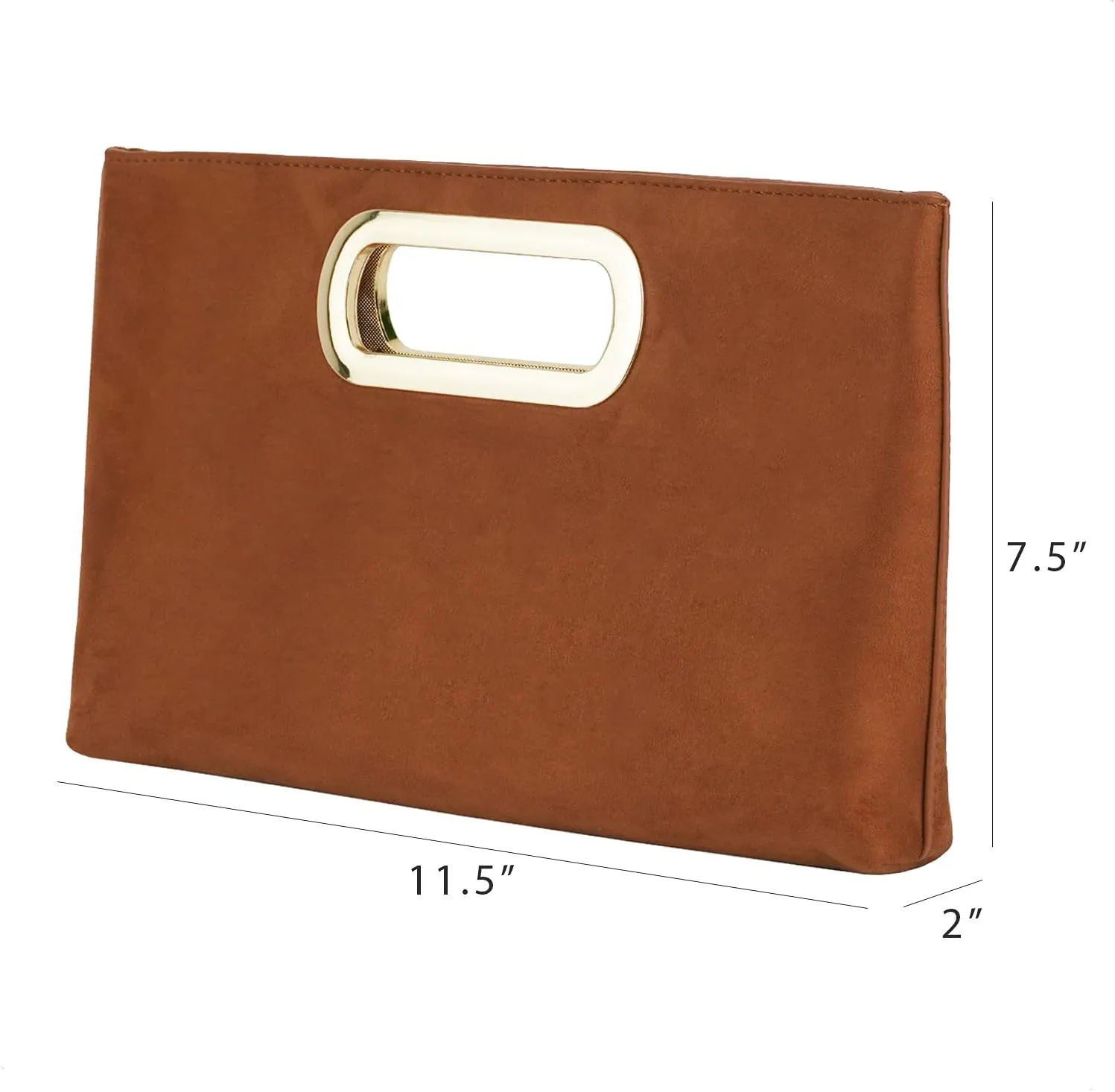 Top Handle Faux Suede Clutch