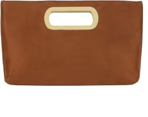 Top Handle Faux Suede Clutch