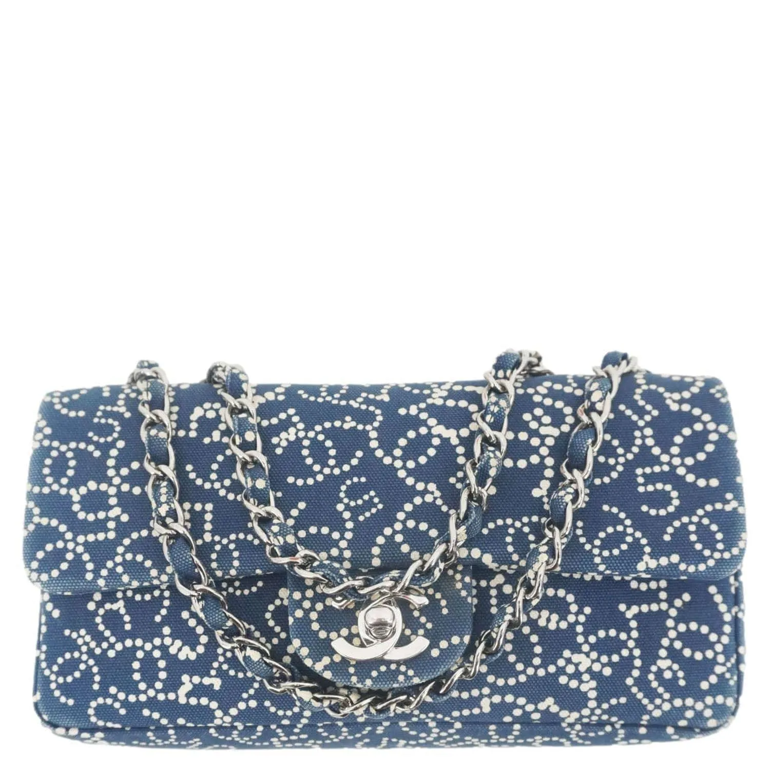 Top Quality Chanel Coco Mark No 5 Icon Canvas Chain Shoulder Bag Navy Blue