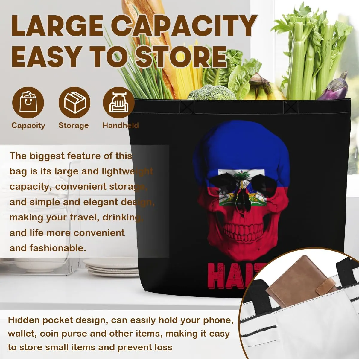Tote Bag for Women Men Large Reusable Beach Shoulder Bags With Zipper for Gym Shopping Travel Gifts Yoga