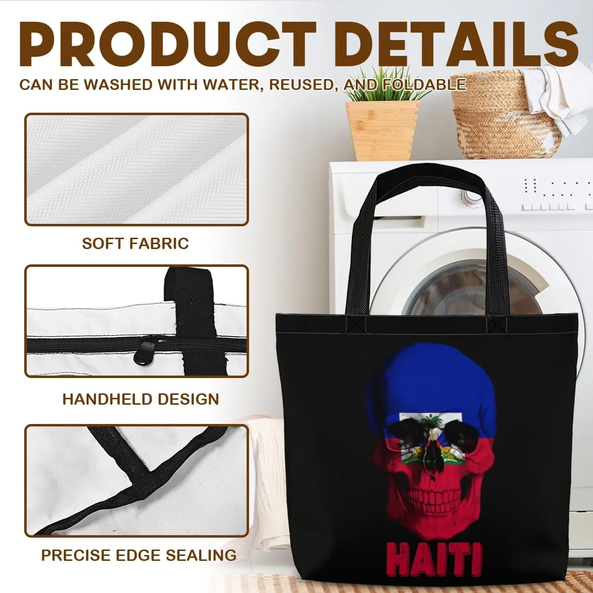 Tote Bag for Women Men Large Reusable Beach Shoulder Bags With Zipper for Gym Shopping Travel Gifts Yoga