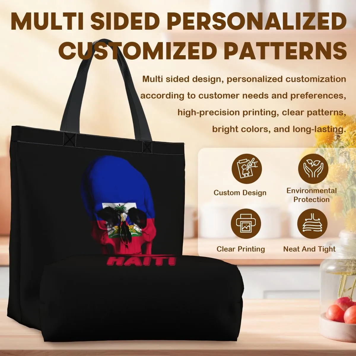 Tote Bag for Women Men Large Reusable Beach Shoulder Bags With Zipper for Gym Shopping Travel Gifts Yoga