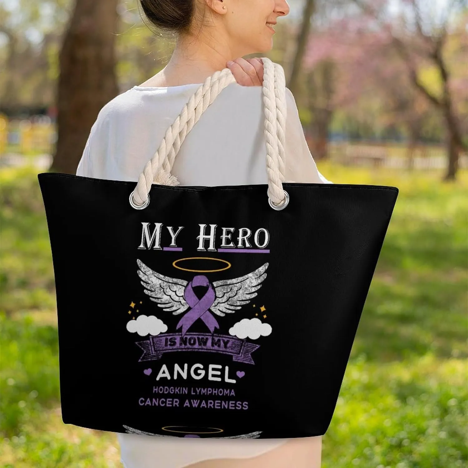 Tote Bag Large Handles Beach Bag with Zipper for Shopping Groceries Travel Outdoors Swim Pool Bag