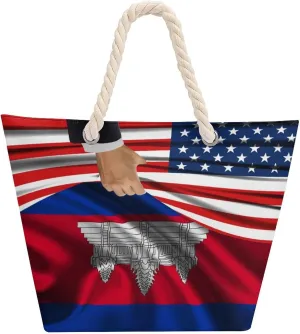 Tote Bag Large Handles Beach Bag with Zipper for Shopping Groceries Travel Outdoors Swim Pool Bag