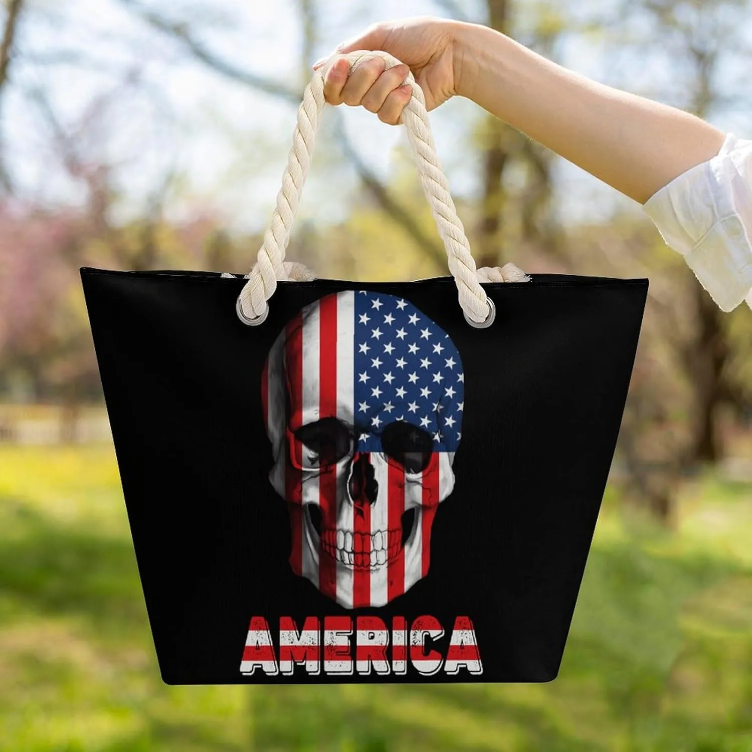 Tote Bag Large Handles Beach Bag with Zipper for Shopping Groceries Travel Outdoors Swim Pool Bag