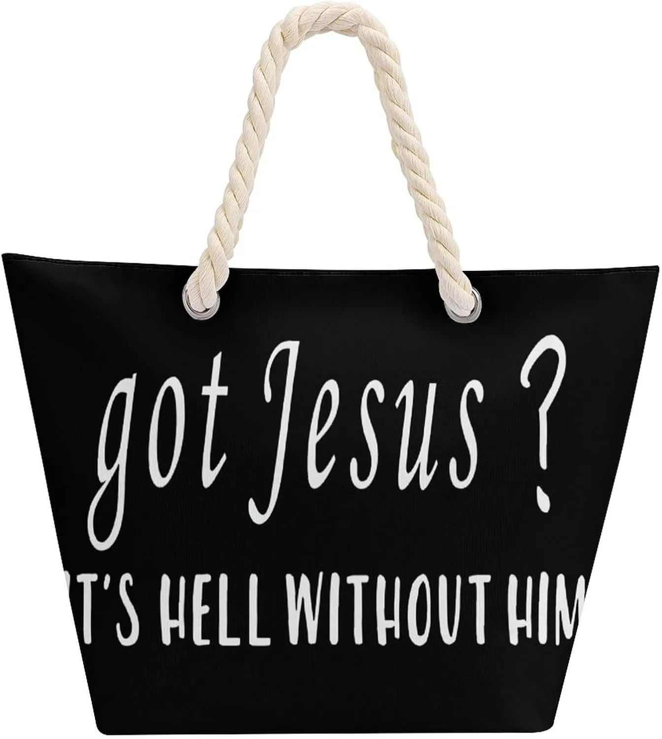 Tote Bag Large Handles Beach Bag with Zipper for Shopping Groceries Travel Outdoors Swim Pool Bag