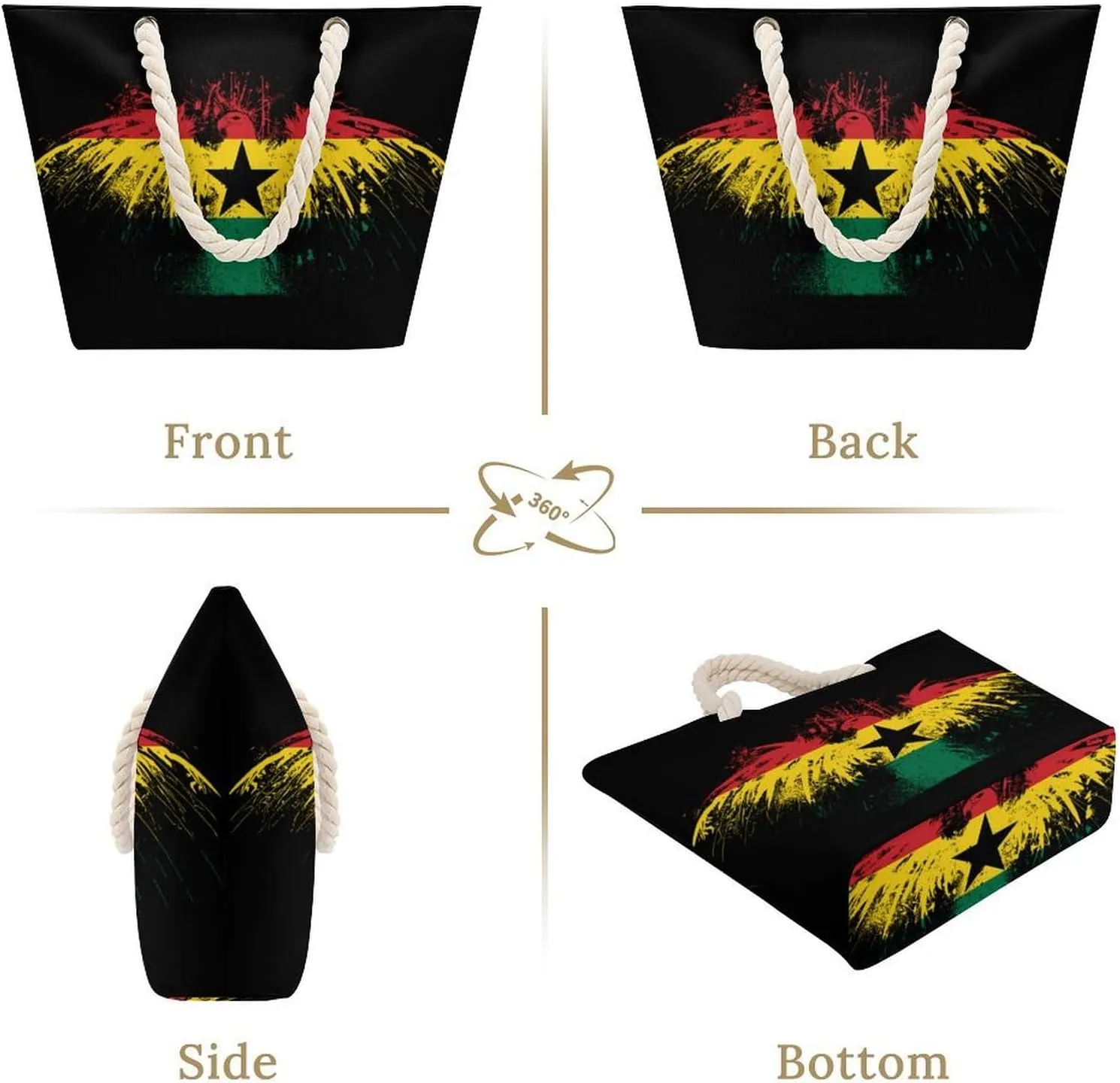 Tote Bag Large Handles Beach Bag with Zipper for Shopping Groceries Travel Outdoors Swim Pool Bag