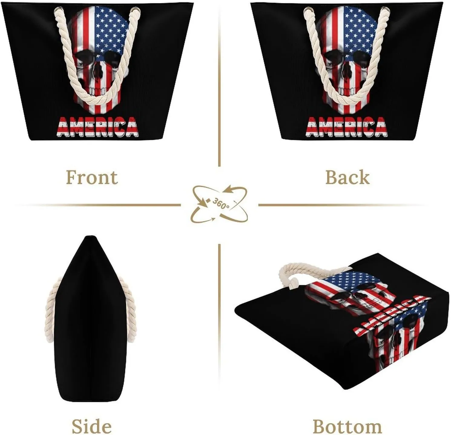 Tote Bag Large Handles Beach Bag with Zipper for Shopping Groceries Travel Outdoors Swim Pool Bag
