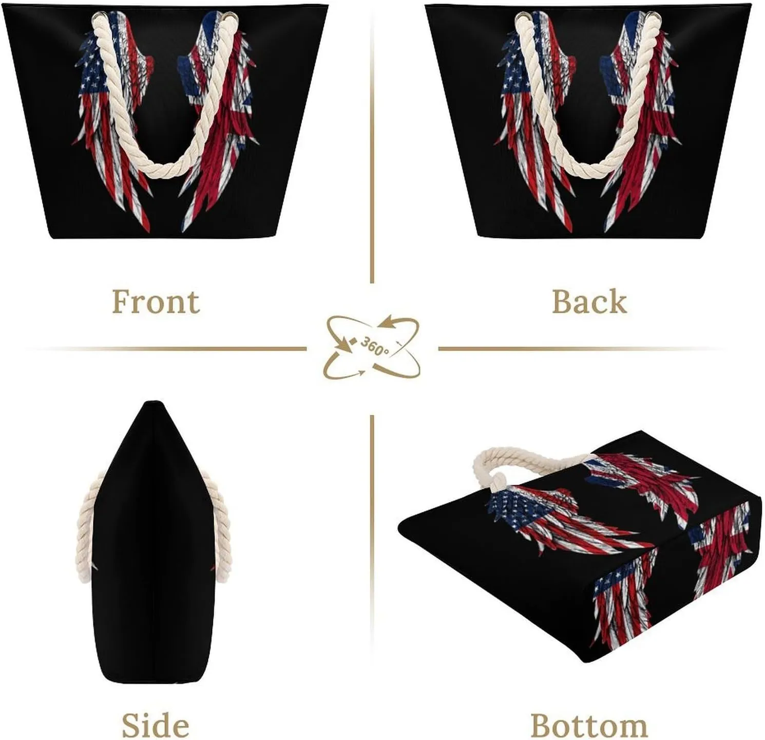 Tote Bag Large Handles Beach Bag with Zipper for Shopping Groceries Travel Outdoors Swim Pool Bag
