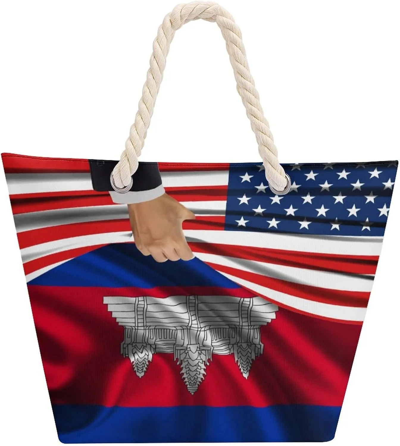 Tote Bag Large Handles Beach Bag with Zipper for Shopping Groceries Travel Outdoors Swim Pool Bag