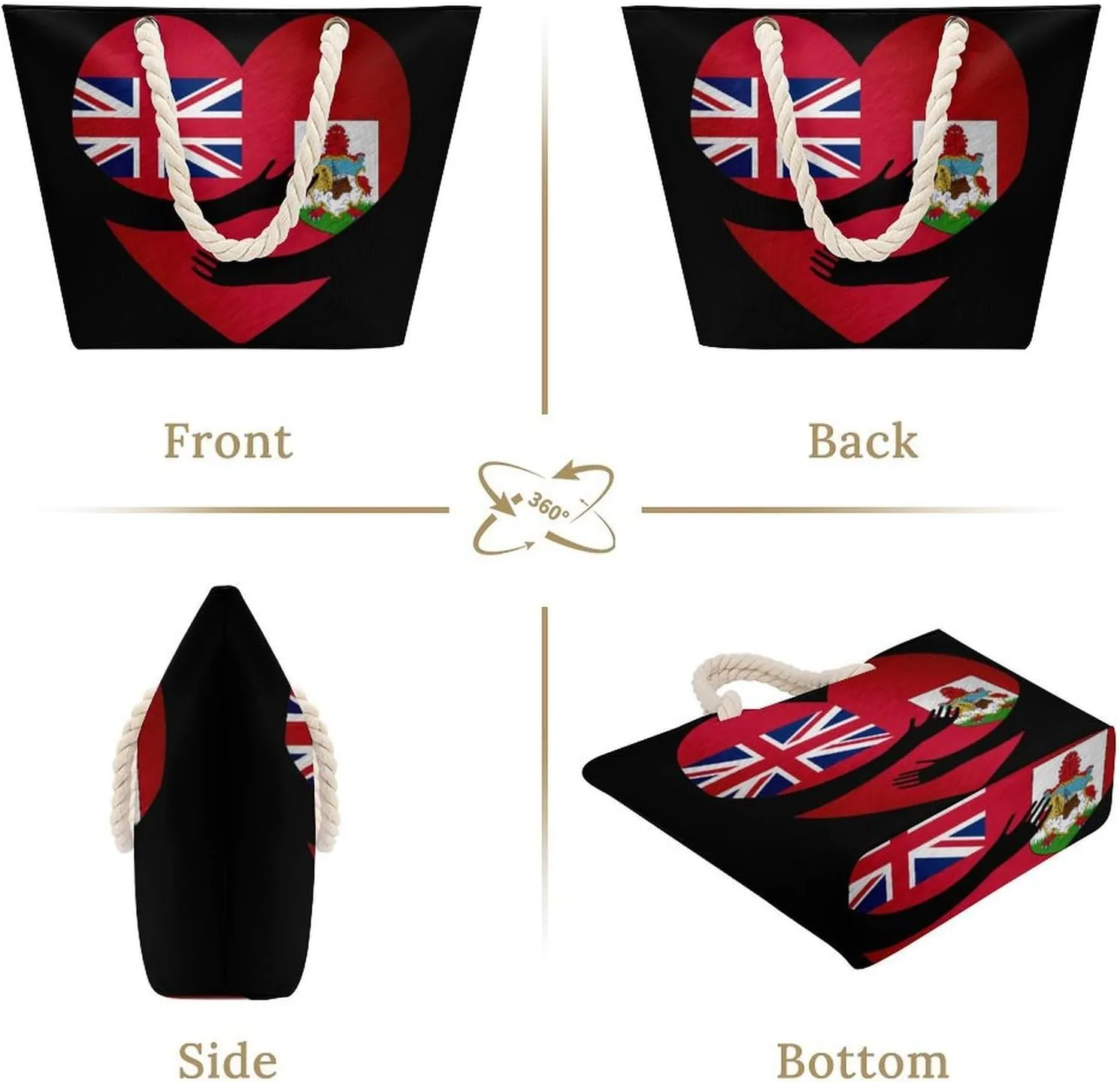 Tote Bag Large Handles Beach Bag with Zipper for Shopping Groceries Travel Outdoors Swim Pool Bag