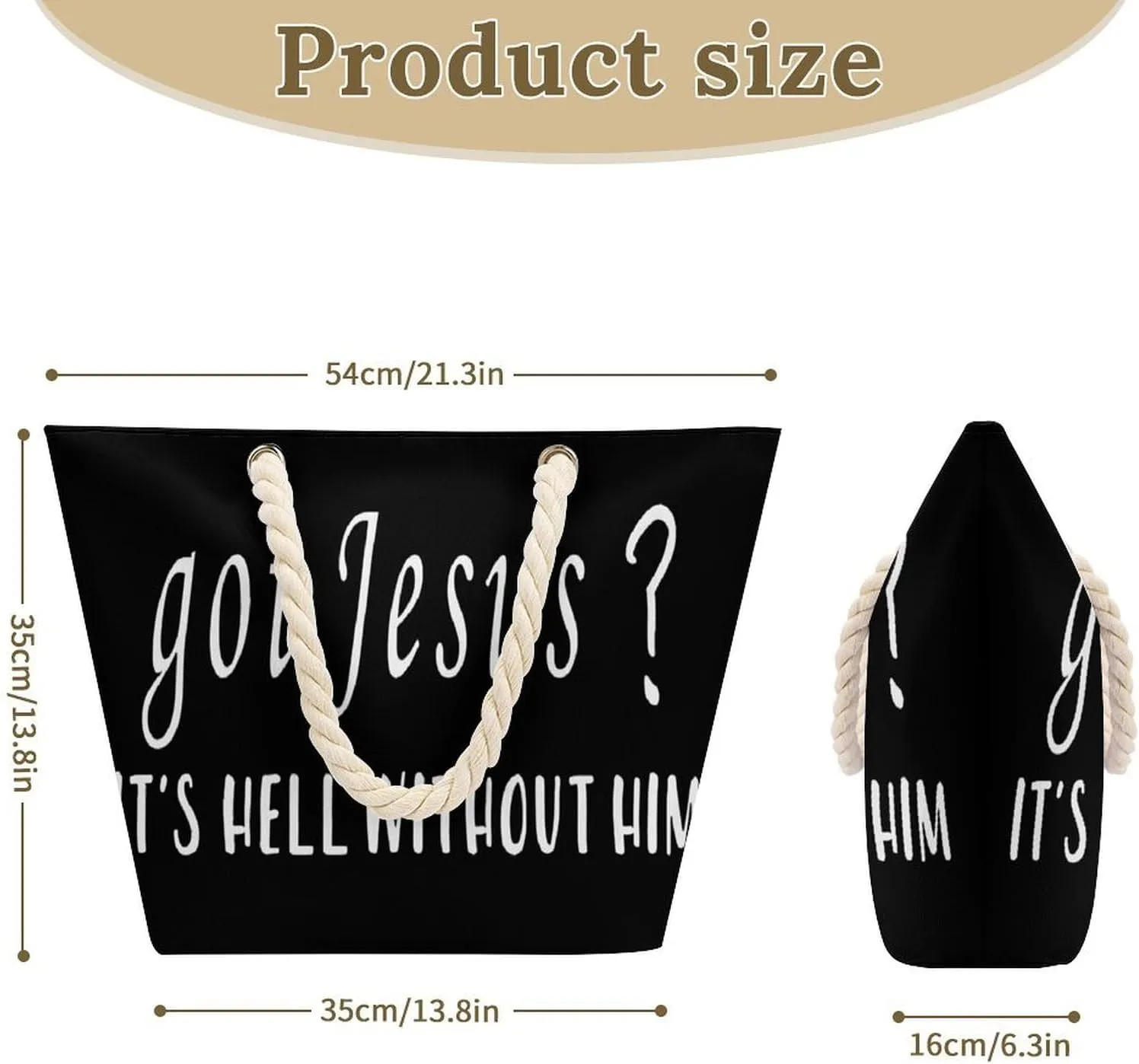 Tote Bag Large Handles Beach Bag with Zipper for Shopping Groceries Travel Outdoors Swim Pool Bag
