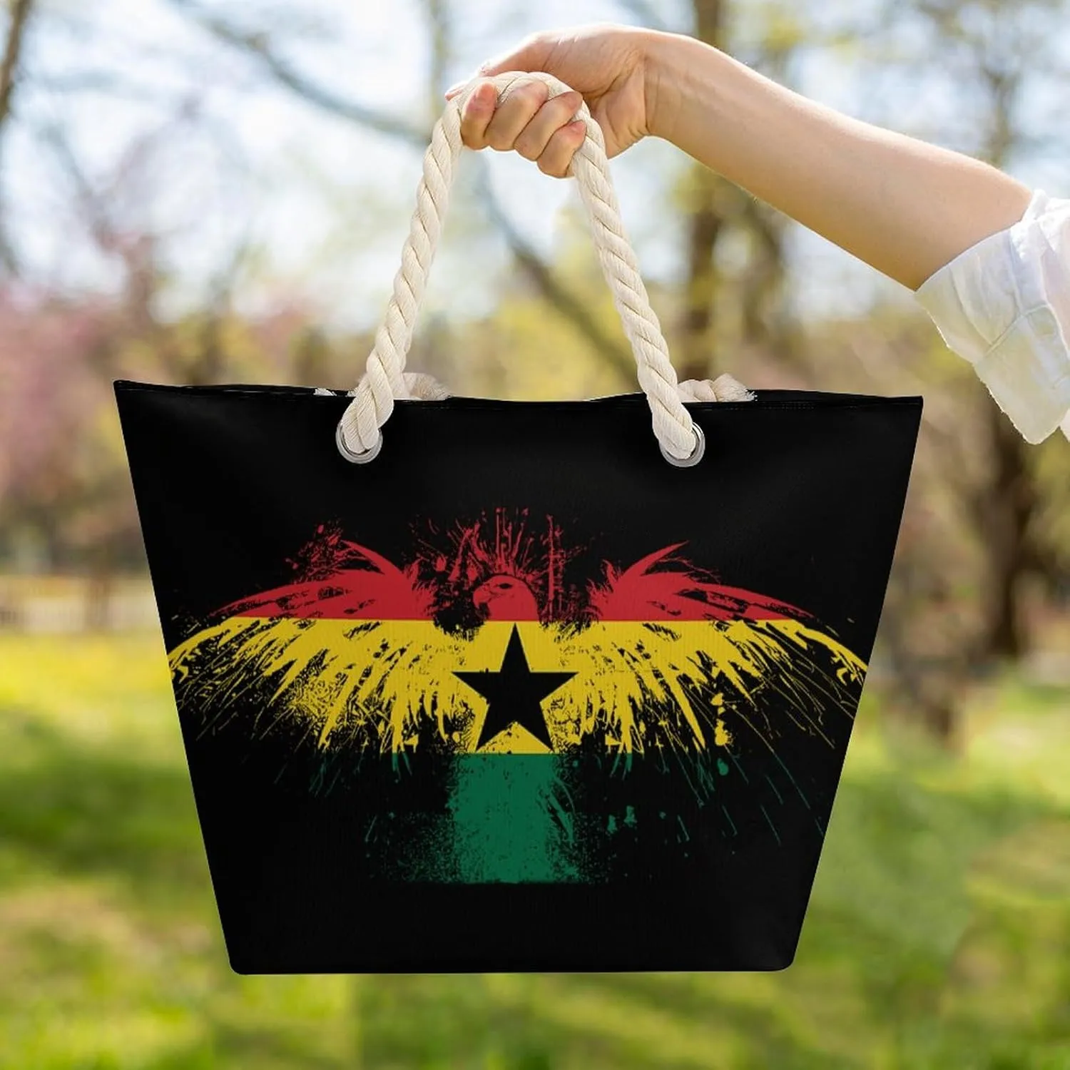 Tote Bag Large Handles Beach Bag with Zipper for Shopping Groceries Travel Outdoors Swim Pool Bag