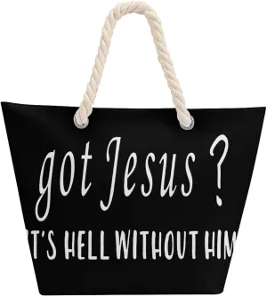 Tote Bag Large Handles Beach Bag with Zipper for Shopping Groceries Travel Outdoors Swim Pool Bag
