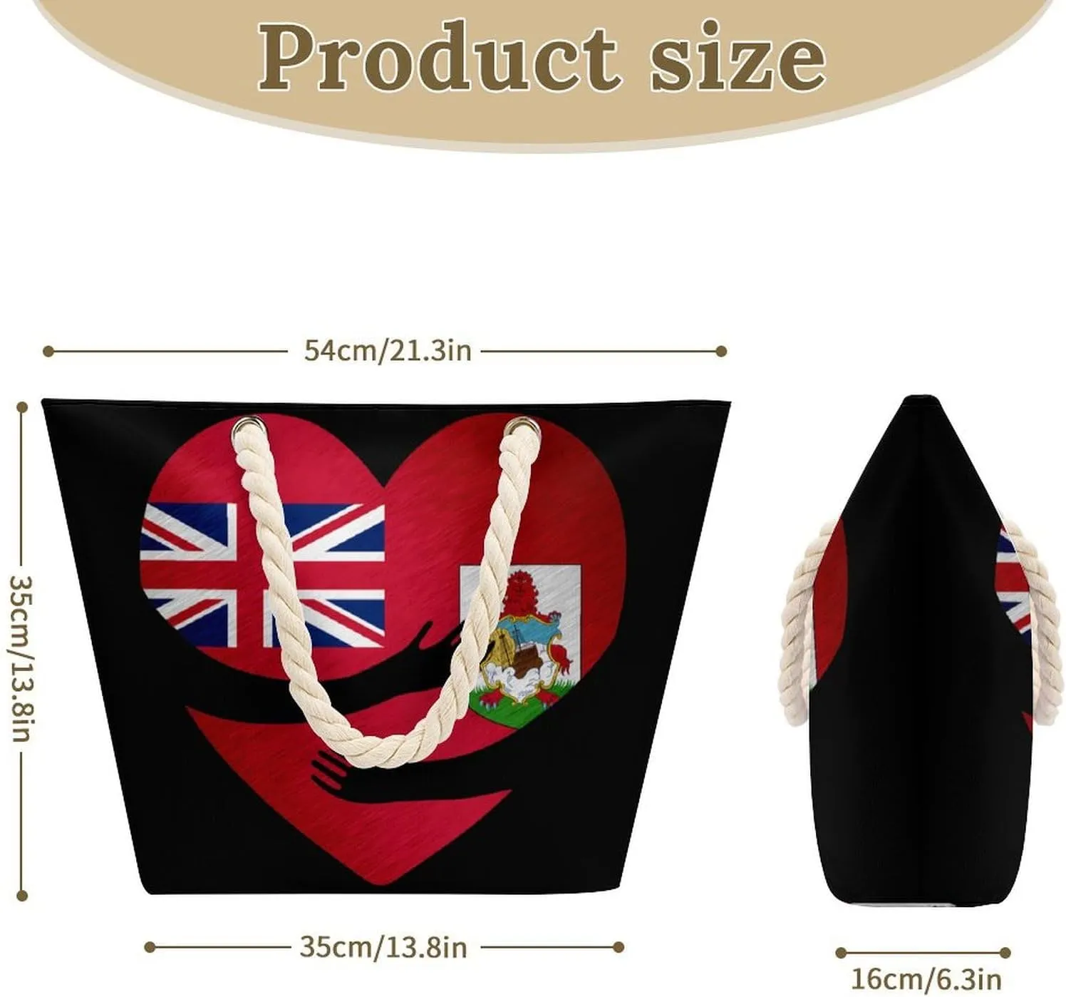 Tote Bag Large Handles Beach Bag with Zipper for Shopping Groceries Travel Outdoors Swim Pool Bag