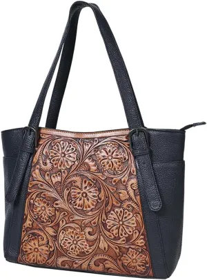 Tote Hand Tooled Genuine Leather Women Bag Western Handbag Purse