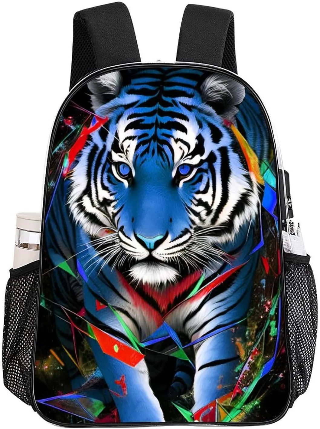 Transparent Daypack for Camping Travel Walking Cycling - Big Capacity Anti-Theft Multipurpose Bookbag, Trippy Tiger Animal Art Camping Outdoor Backpack
