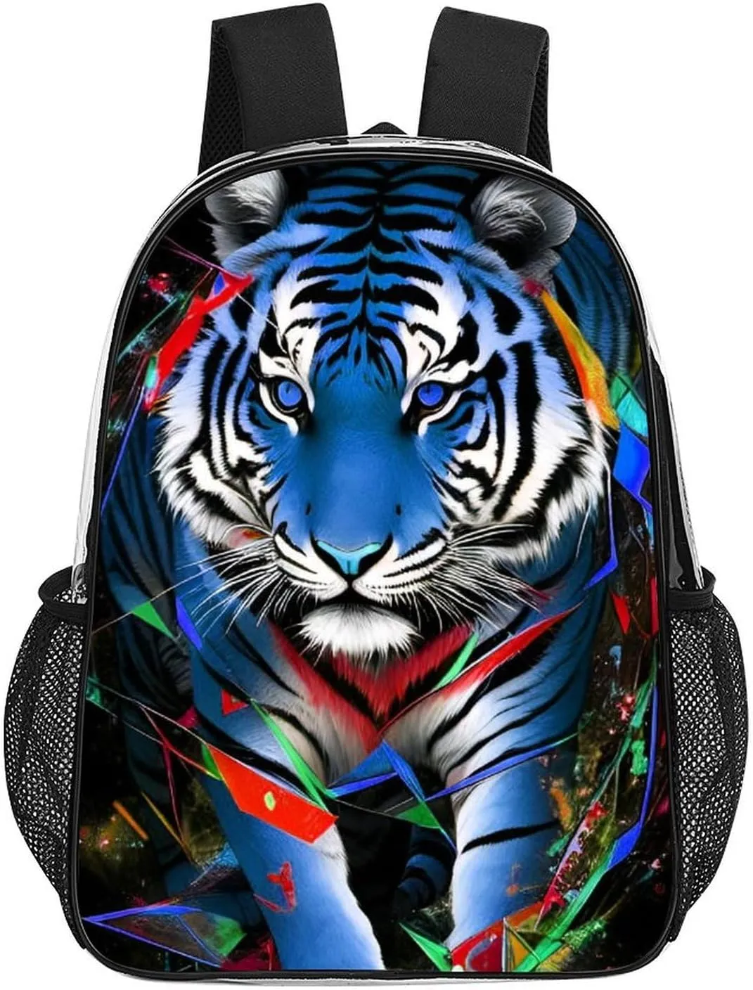 Transparent Daypack for Camping Travel Walking Cycling - Big Capacity Anti-Theft Multipurpose Bookbag, Trippy Tiger Animal Art Camping Outdoor Backpack