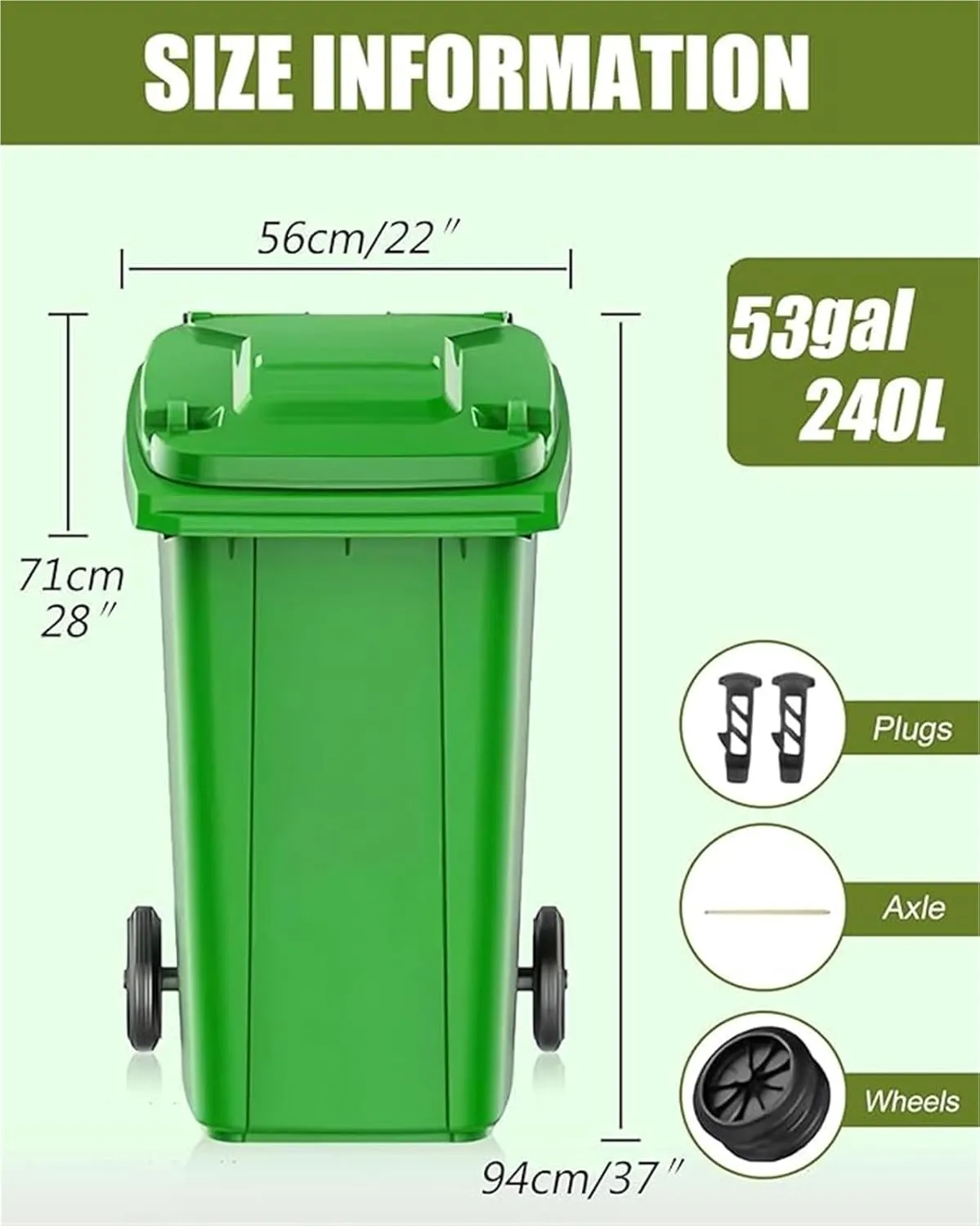 Trash Cans Outdoor Garbage Can 18/22/27/53 Gallon Large Kitchen Trash Can Terrace Patio Garbage Can Outdoor Wheeled Trash Container with Lid ＆ 100-Pcs Storage Bag For Outdoor Backyard(Yellow,53Gallon)