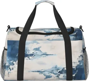 Travel Duffel Bag For Men Women, Navy Blue Art Painting Carry On Sport Gym Bag With Shoulder Strap Lightweight Waterproof Weekender Bag Overnight Bag