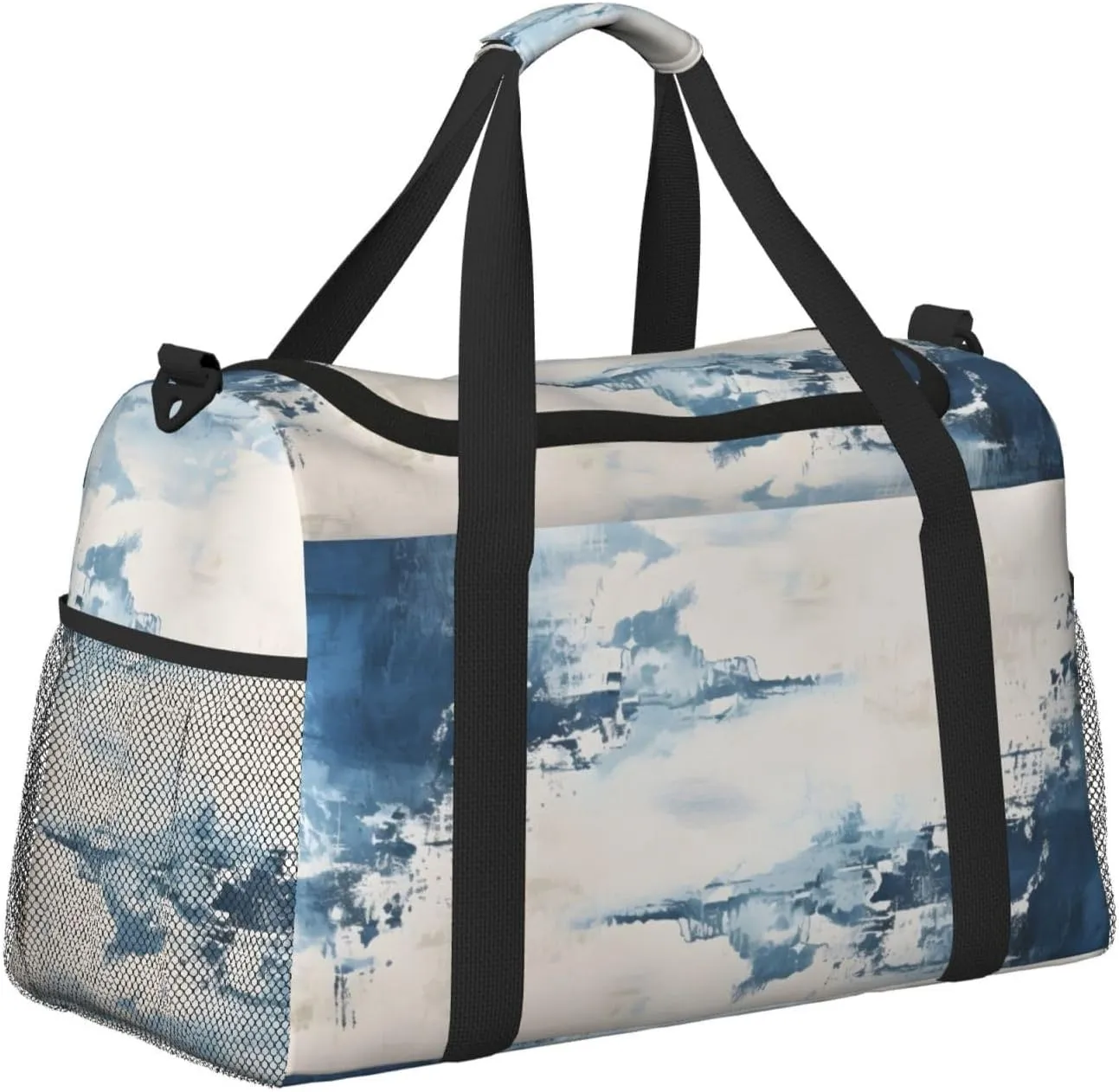 Travel Duffel Bag For Men Women, Navy Blue Art Painting Carry On Sport Gym Bag With Shoulder Strap Lightweight Waterproof Weekender Bag Overnight Bag