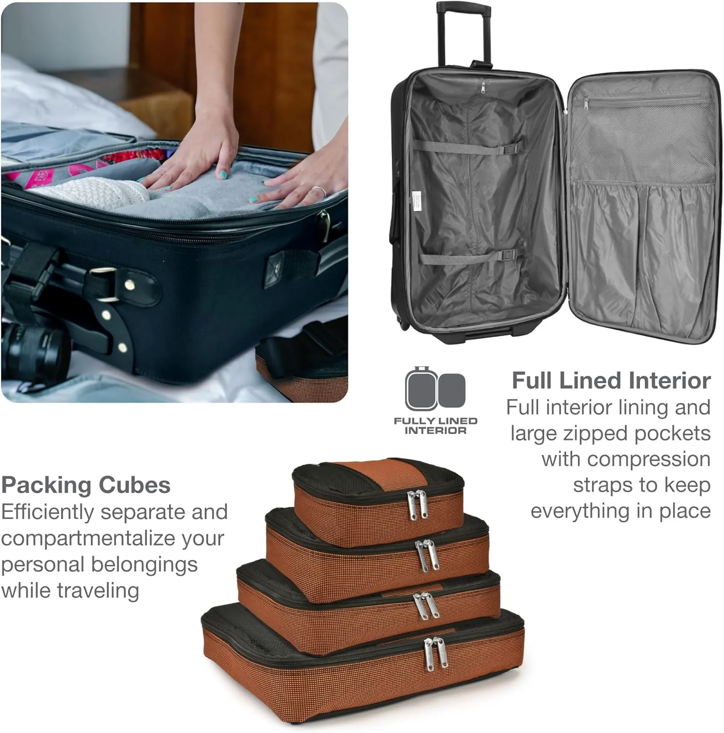 Travel Select Amsterdam Expandable Rolling Upright Luggage, Navy, 8-Piece Set