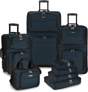 Travel Select Amsterdam Expandable Rolling Upright Luggage, Navy, 8-Piece Set