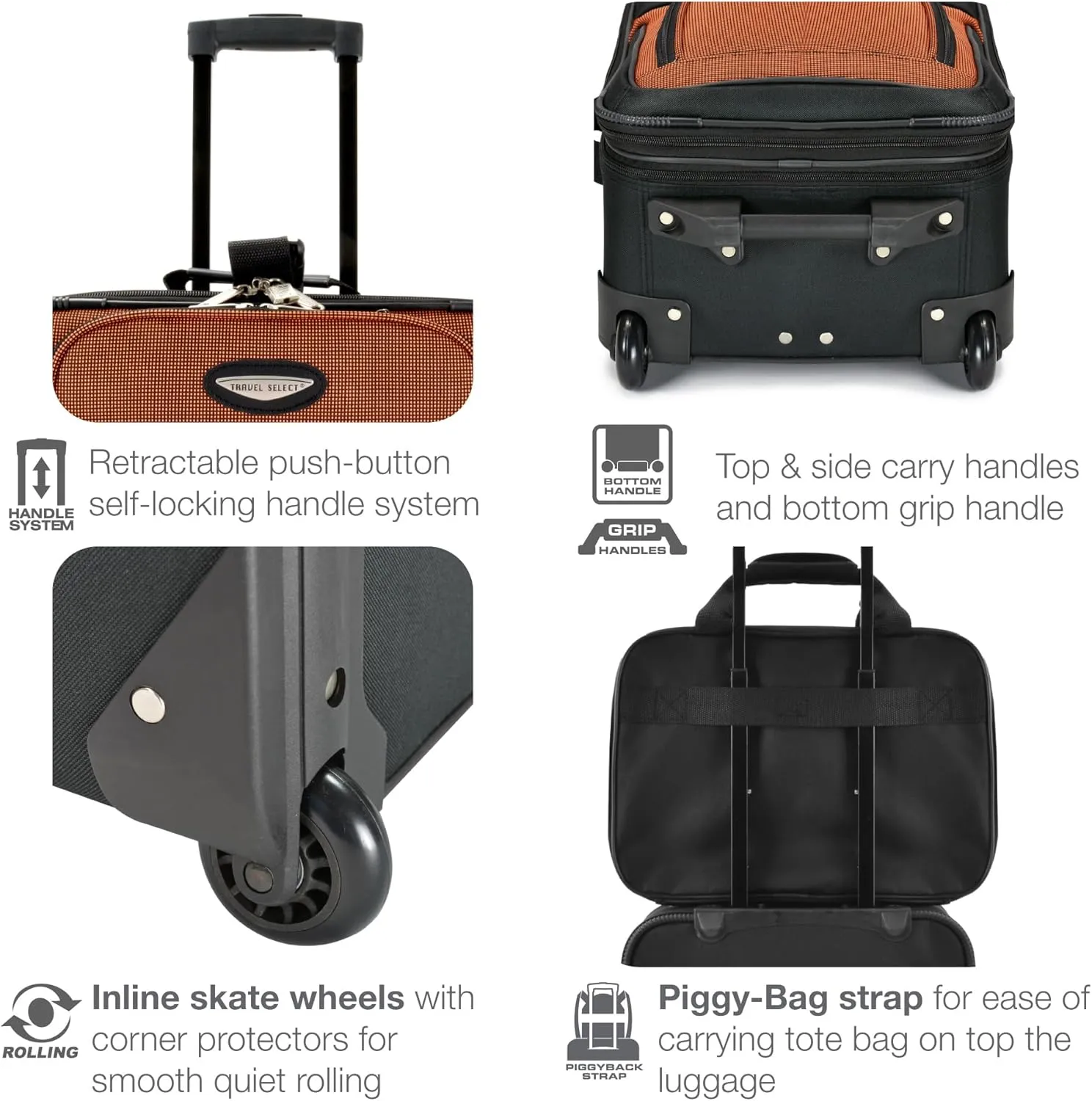 Travel Select Amsterdam Expandable Rolling Upright Luggage, Navy, 8-Piece Set