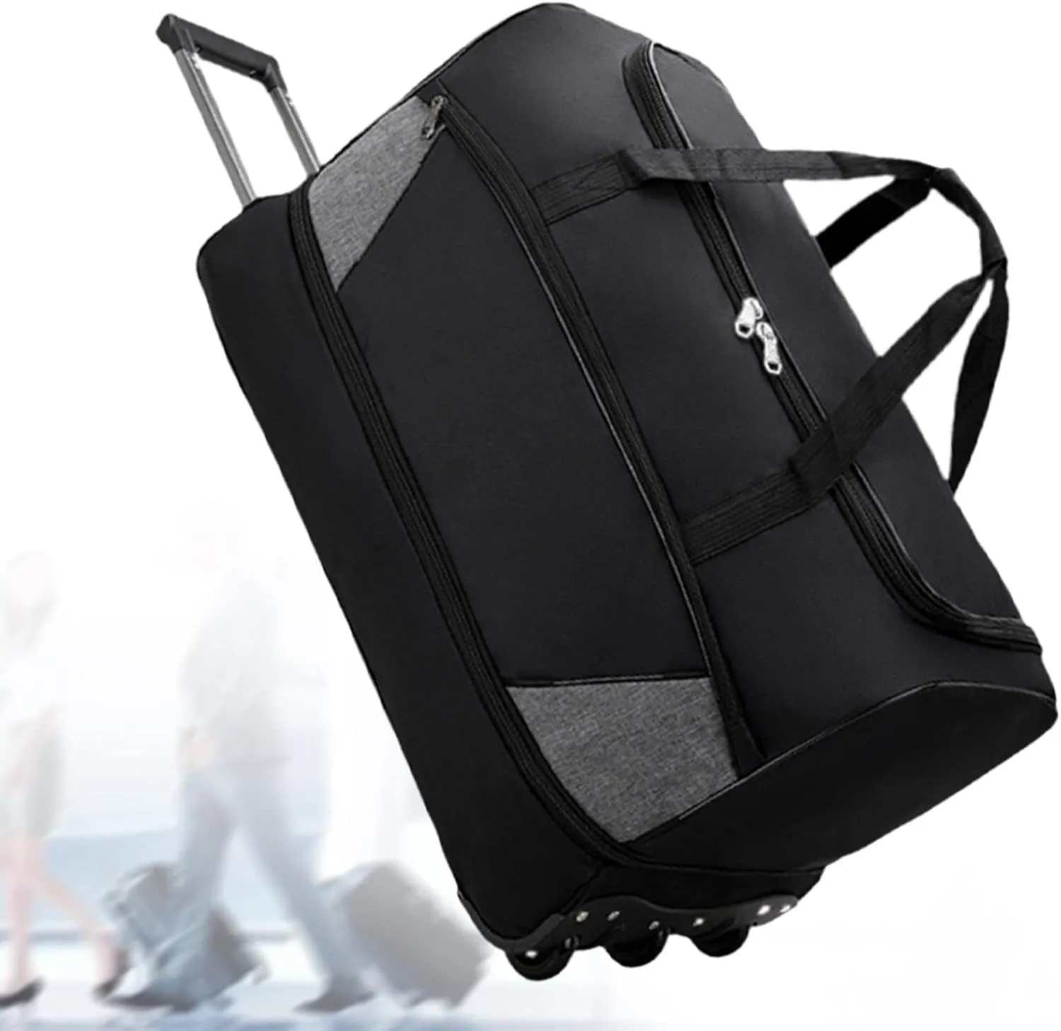 Travel Trolley Duffel Bag with Wheels for Men And Women, Black, S