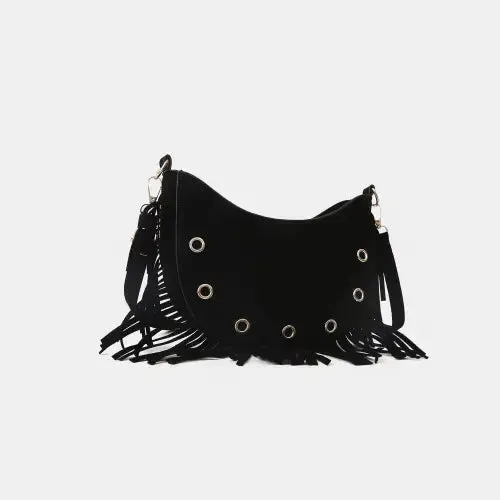 Trendy Brown Fringe Crossbody Bag