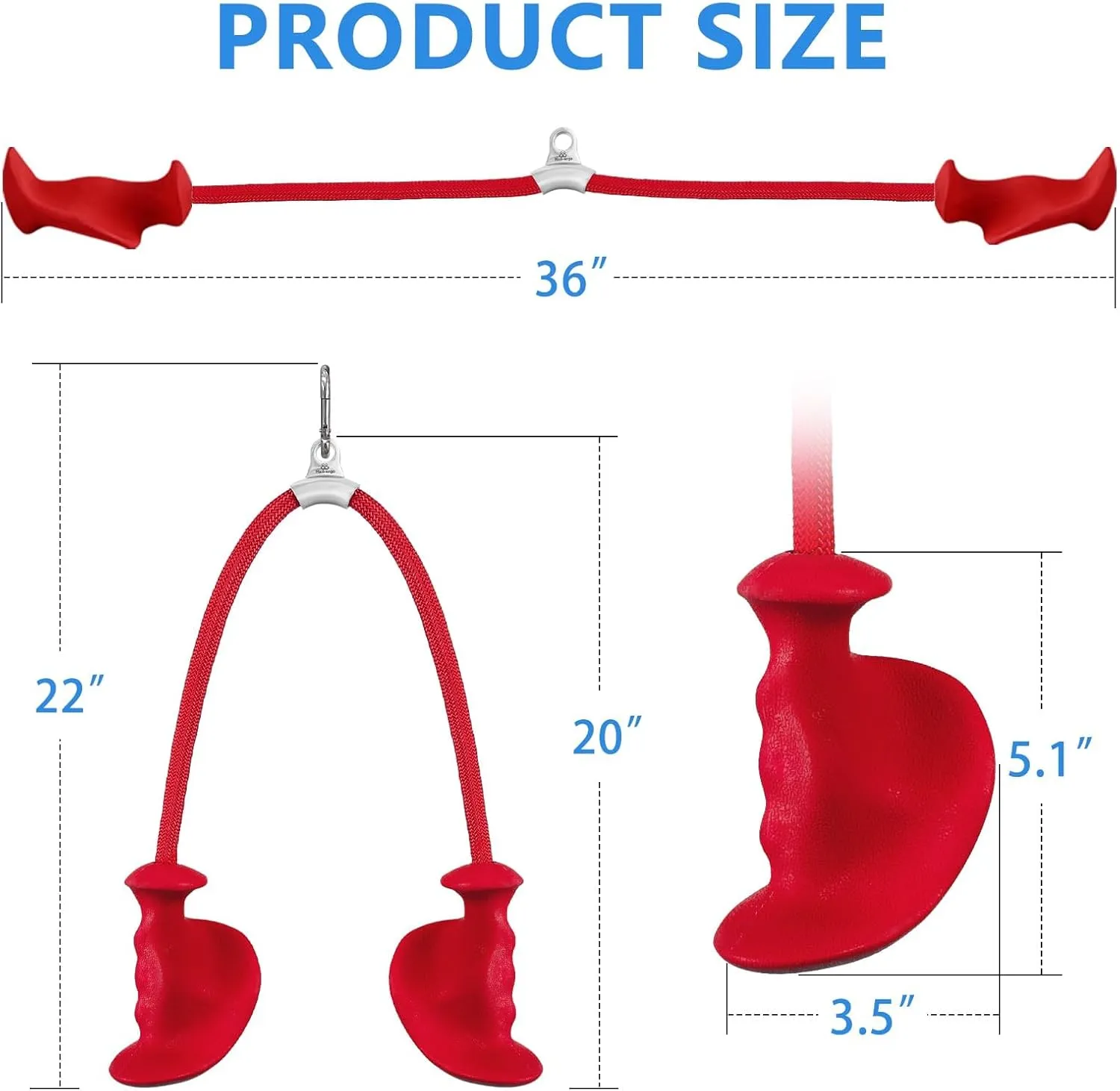 Tricep Rope with Ergonomic Handles, 36 Inch Tricep Pull Down Rope for Cable Machine, Pulley System, Triceps Rope Cable Attachment for Gym, Home