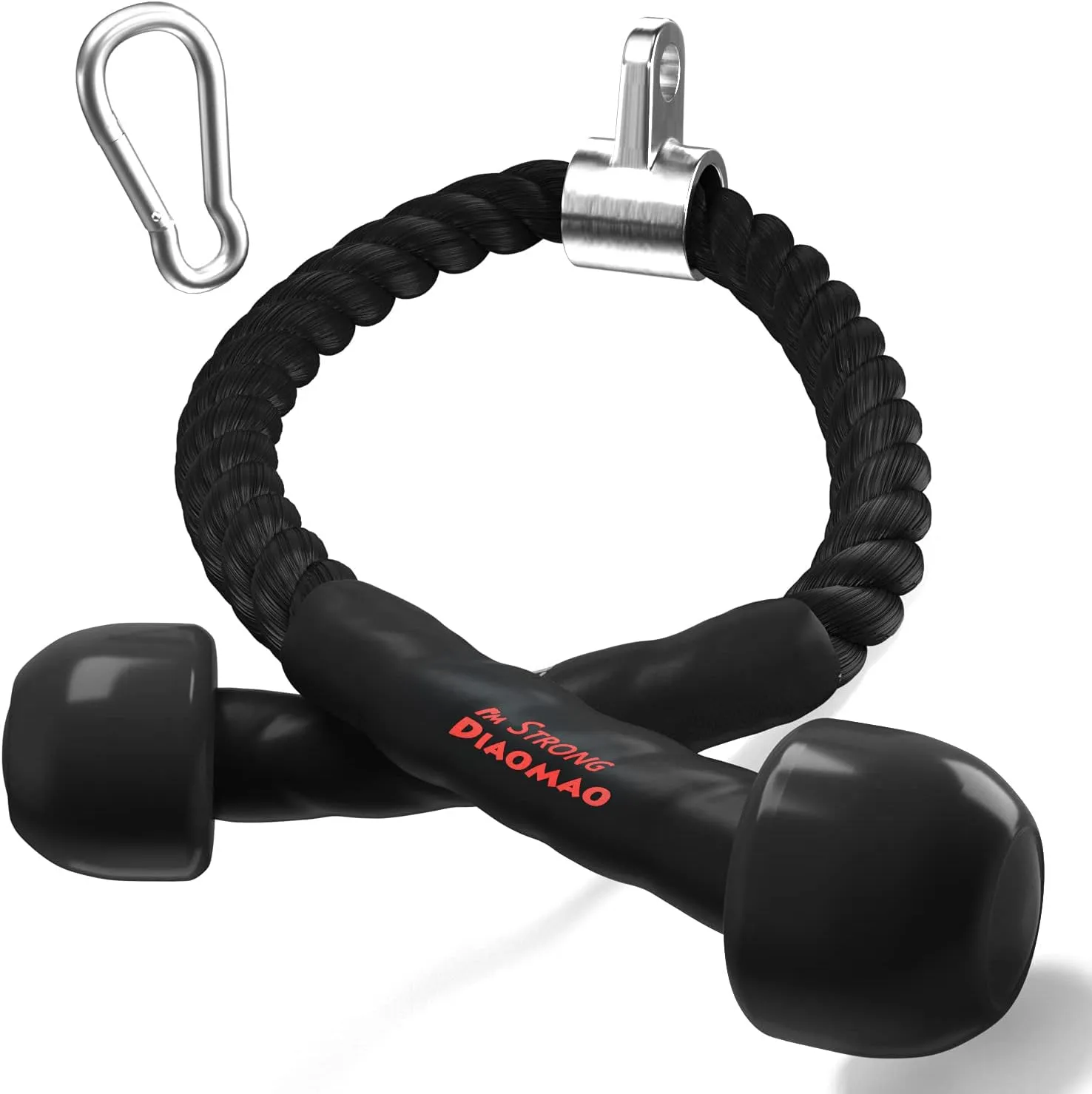 Tricep Rope with Upgraded Rubber Handles,35 Inch Tricep Pull Down Rope for Cable Machine, Greater Range of Motion, Triceps Rope Cable Attachment for Gym, Home, Easy to Grip, Non-Slip